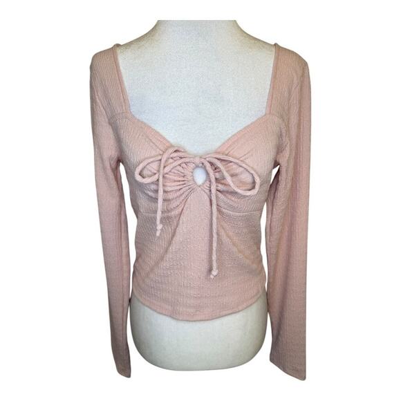 Kirious Women's Pink Long Sleeve Blouse Medium Square Neck‎ Casual Top NWOT - Picture 1 of 7